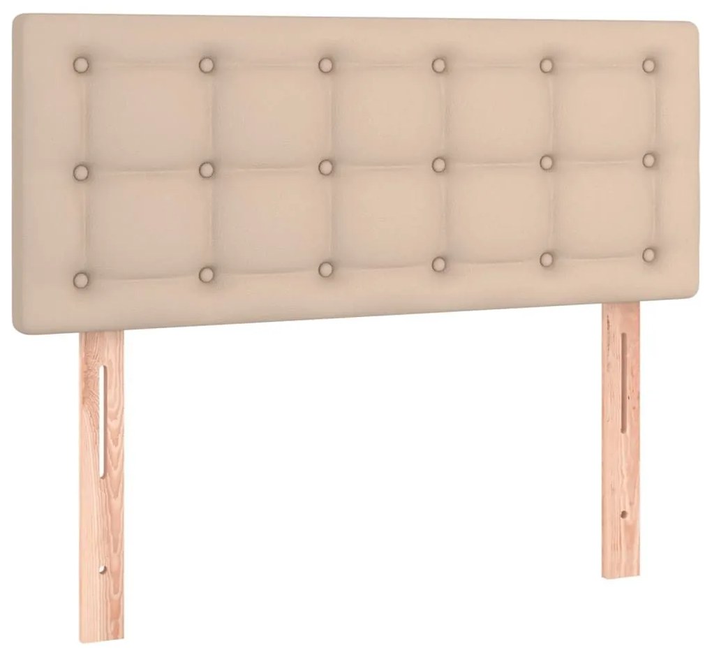 Κρεβάτι Boxspring με Στρώμα Καπουτσίνο 90x190εκ.από Συνθ. Δέρμα - Καφέ