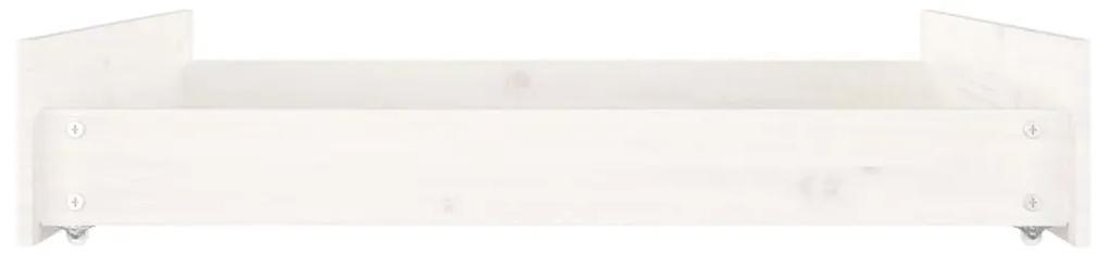 Συρτάρια Κρεβατιού 2 τεμ. Λευκά από Μασίφ Ξύλο Πεύκου - Λευκό