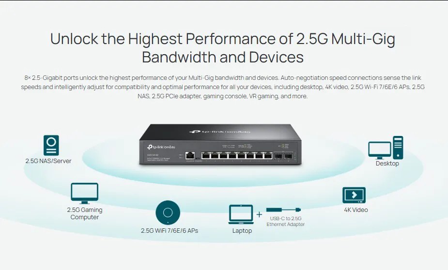 TP-LINK L2+ managed switch SG3210X-M2, 8x 2.5Gbps θύρες, V1.0