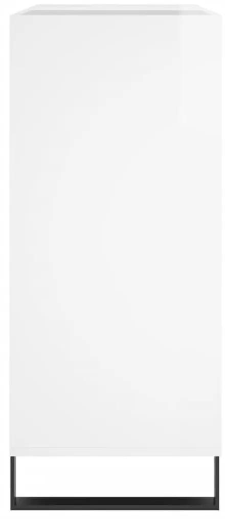 Δισκοθήκη Γυαλιστερή Λευκή 84,5 x 38x 89 εκ. από Επεξεργ. Ξύλο - Λευκό