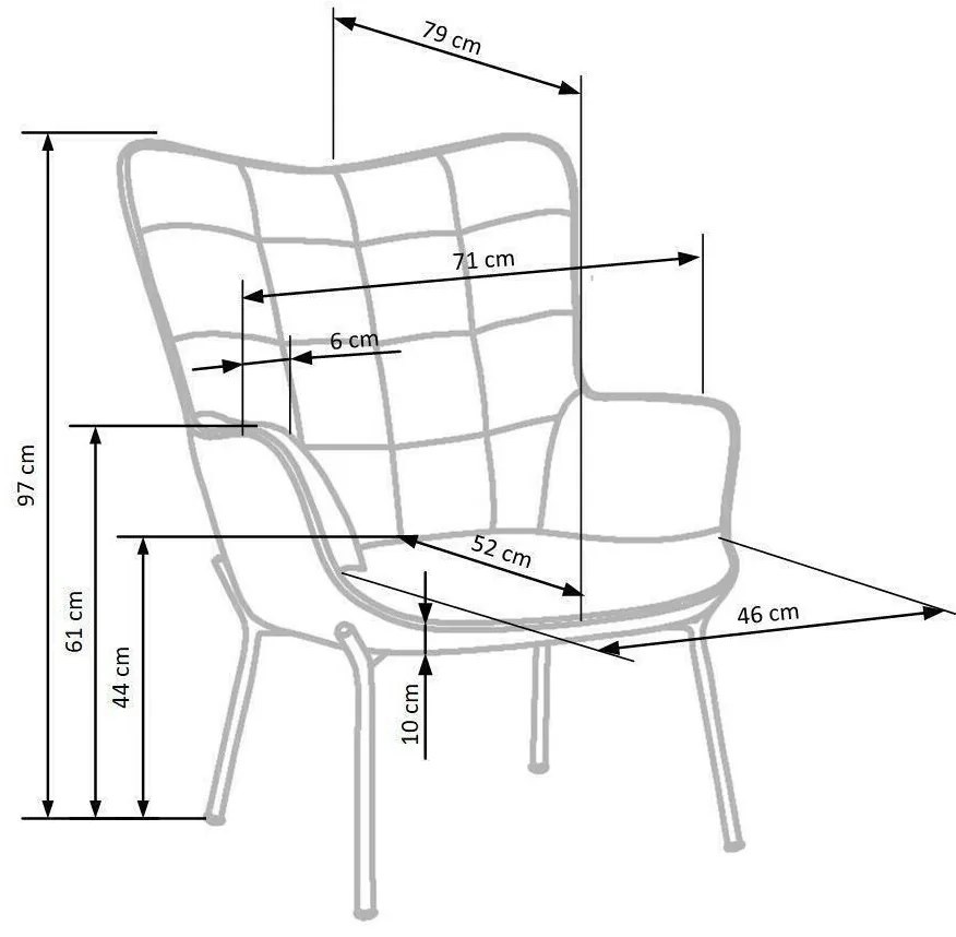 Πολυθρόνα Houston 851, Τυρκουάζ, 97x71x79cm, Ταπισερί, Πόδια: Μεταλλικά