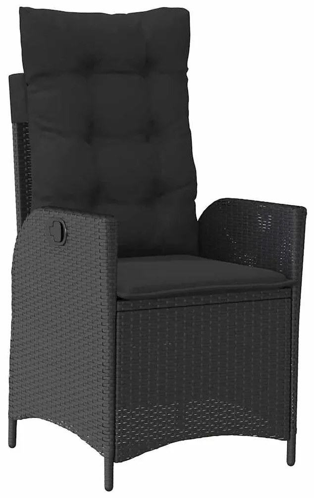 vidaXL Σέτ φαγητού για κήπο με μαξιλάρι 5 pcs Μαύρο συνθετικό ρατάν