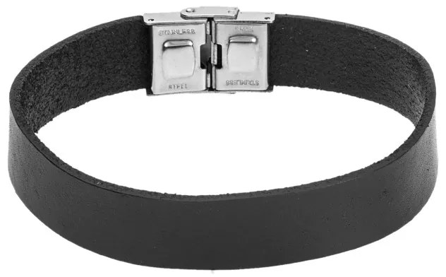 Βραχιόλι Senza Men&#039;s Steel Black Leather Strap