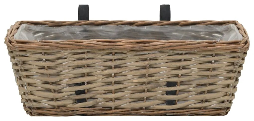 vidaXL Ζαρντινιέρες Μπαλκονιού 2 τεμ. 40 εκ. από Wicker με Επένδυση PE