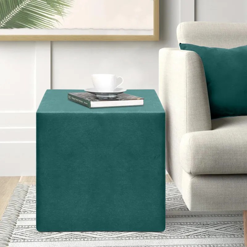 Σκαμπώ April Megapap βελούδινο χρώμα κυπαρρισί 40x40x40εκ. - GP043-0102,3