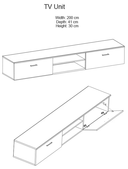 Σύνθετο σαλονιού Salome pakoworld LED wenge 200x41x190εκ - 192-000003 - 192-000003