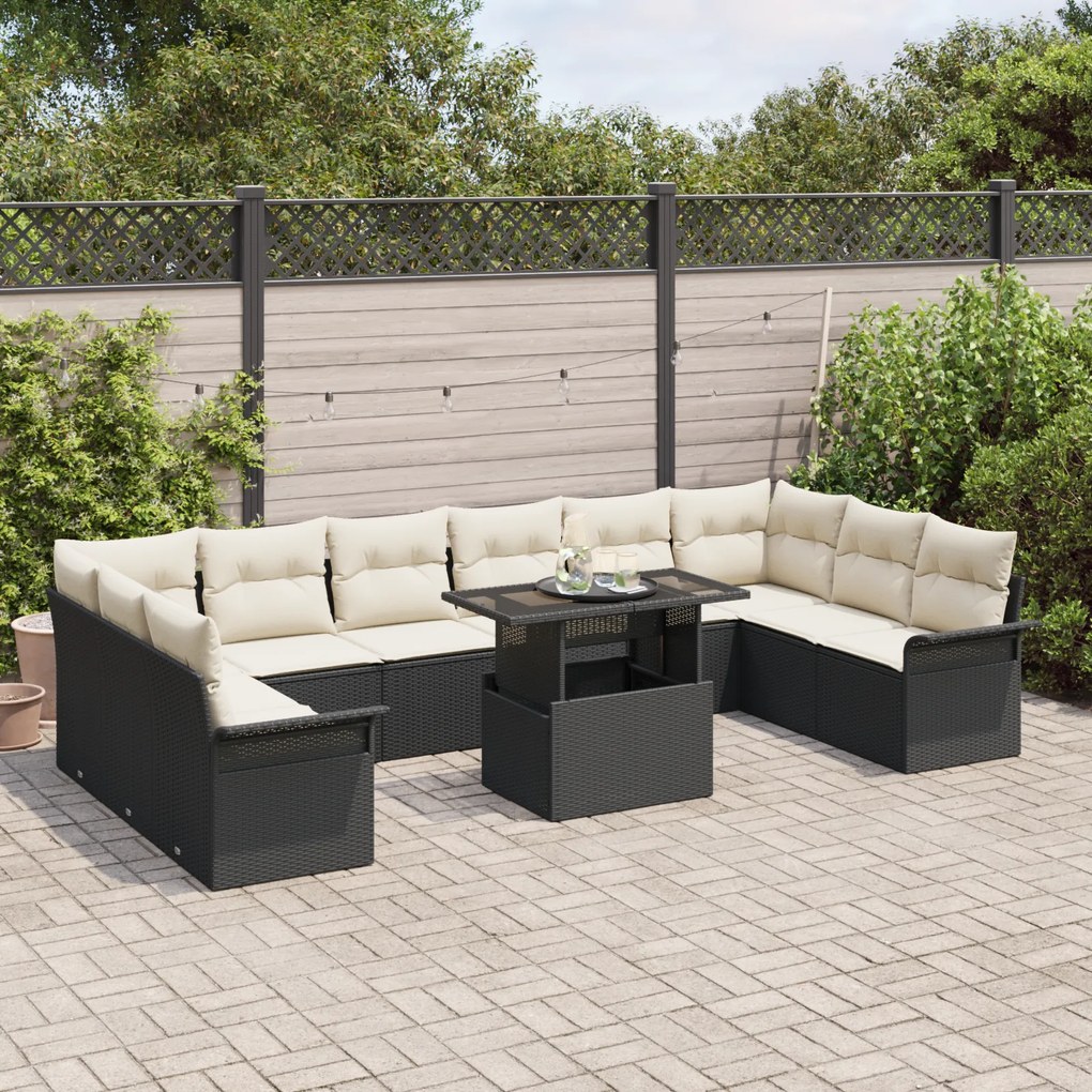 vidaXL Σετ Καναπέ Κήπου 11 pcs Μαύρο Καφέ 100 x 55 x 73 εκ.