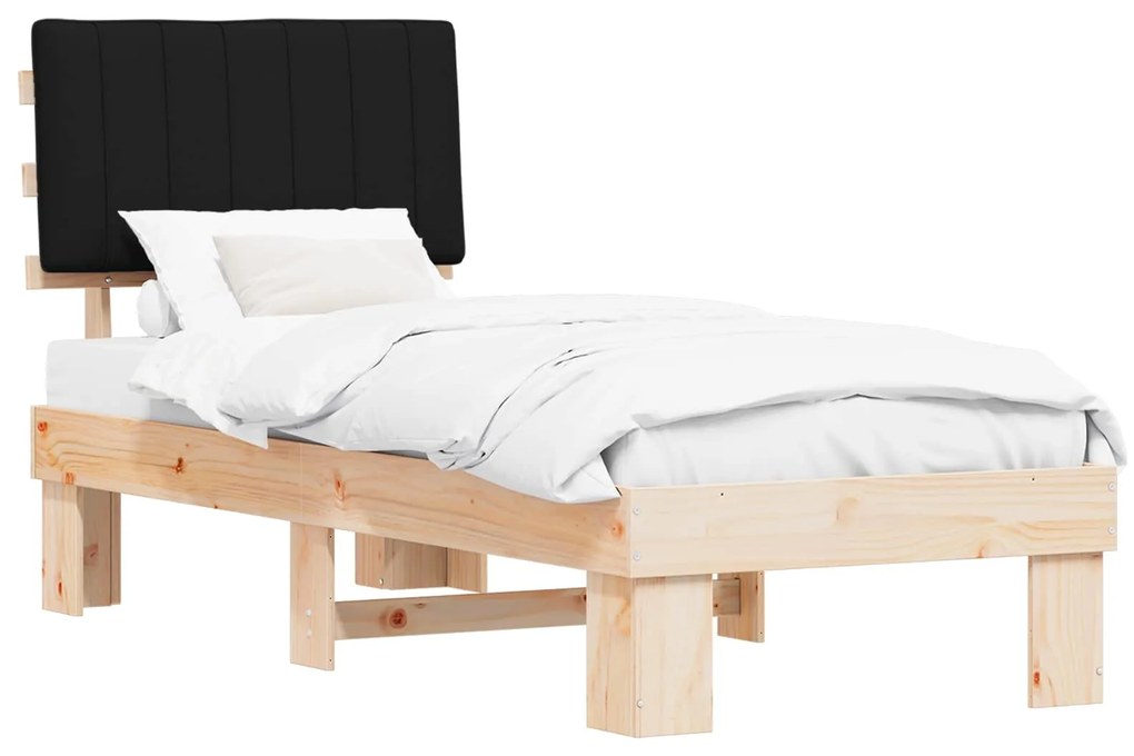 vidaXL Σκελετός Κρεβατιού με Επενδεδυμένο Κεφαλάρι Μαύρο 80 x 200 cm