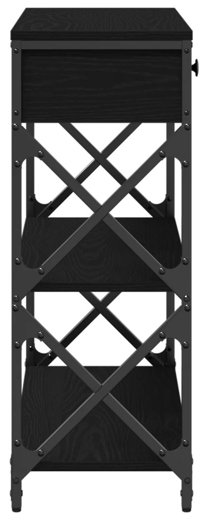 vidaXL Τραπέζι κονσόλας Μαύρη Δρυς 75x28x75 εκ. Κατασκευασμένο ξύλο και ατσάλι