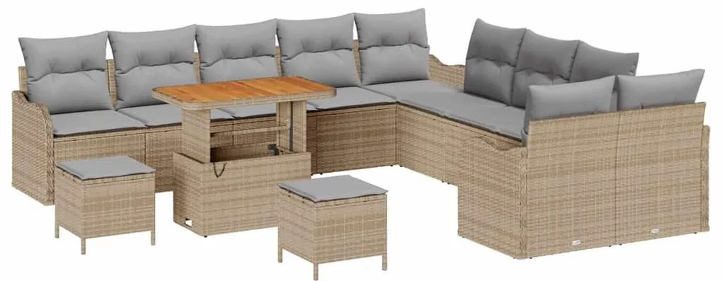 vidaXL Σετ Καναπέ Κήπου 13 pcs Μπεζ συνθετικό ρατάν