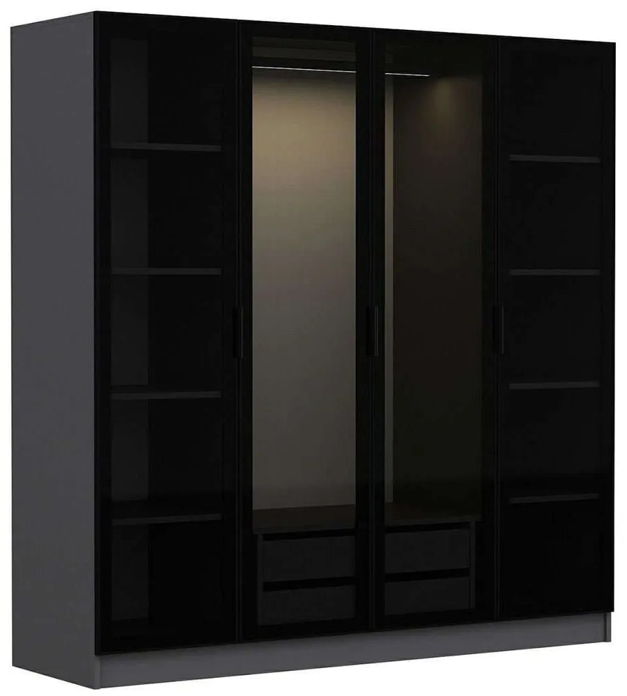 Ντουλάπα Τετράφυλλη Kale 506MNR2475 180x52x210cm Anthracite-Black Four Door