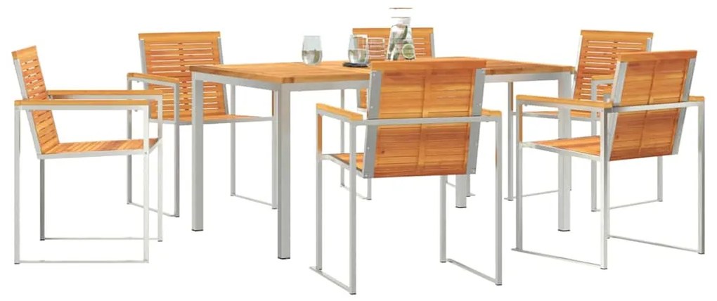 vidaXL Σέτ φαγητού για κήπο 7 pcs Σταθερό Ξύλο Ακακίας