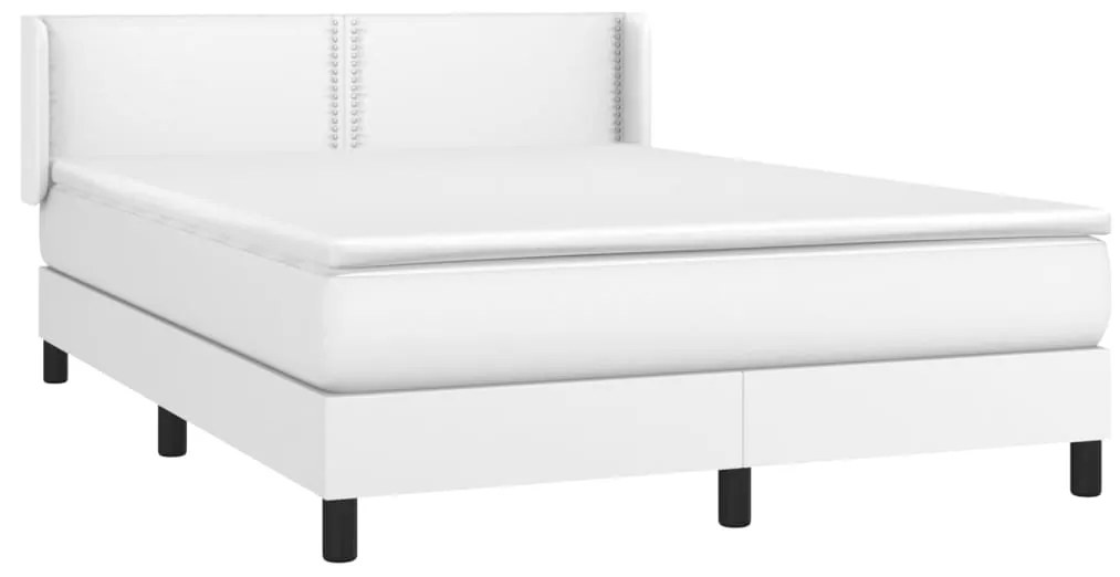 vidaXL Κρεβάτι Boxspring με Στρώμα Λευκό 140x190εκ.από Συνθετικό Δέρμα