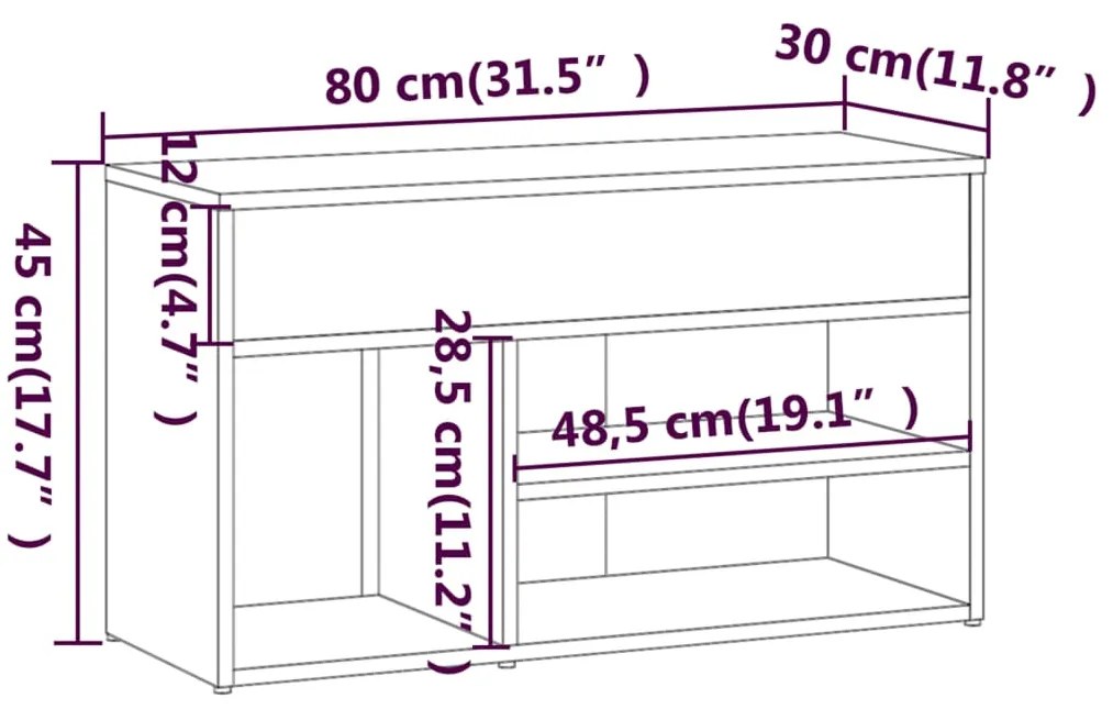 ΠΑΠΟΥΤΣΟΘΗΚΗ ΓΚΡΙ SONOMA 80X30X45 ΕΚ. ΑΠΟ ΕΠΕΞΕΡΓΑΣΜΕΝΟ ΞΥΛΟ 816054