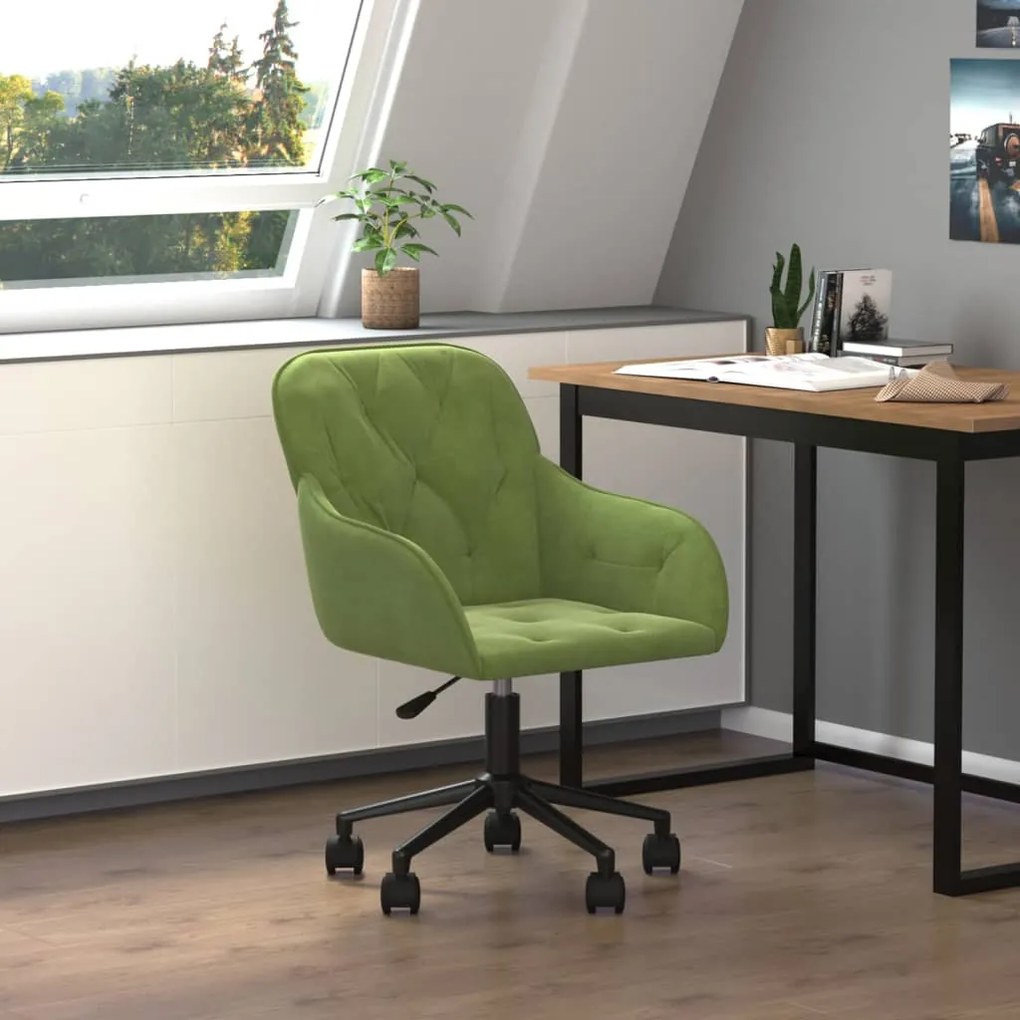 Καρέκλα Γραφείου Περιστρεφόμενη Ανοιχτό Πράσινο Βελούδινη