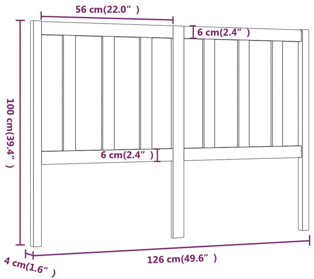 vidaXL Κεφαλάρι Κρεβατιού Λευκό 126 x 4 x 100 εκ. Μασίφ Ξύλο Πεύκου