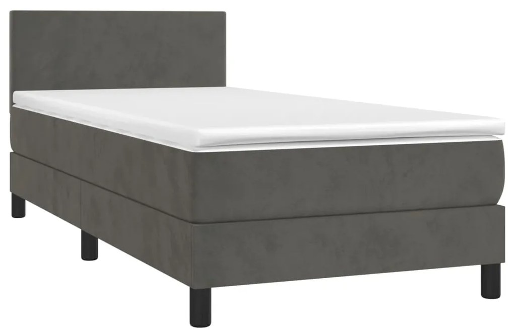 vidaXL Κρεβάτι Boxspring με Στρώμα Σκούρο Γκρι 80x200 εκ. Βελούδινο