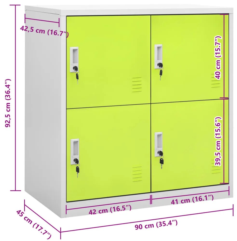 vidaXL Φοριαμός Ανοιχτό Γκρι / Πράσινο 90 x 45 x 92,5 εκ. Ατσάλινος
