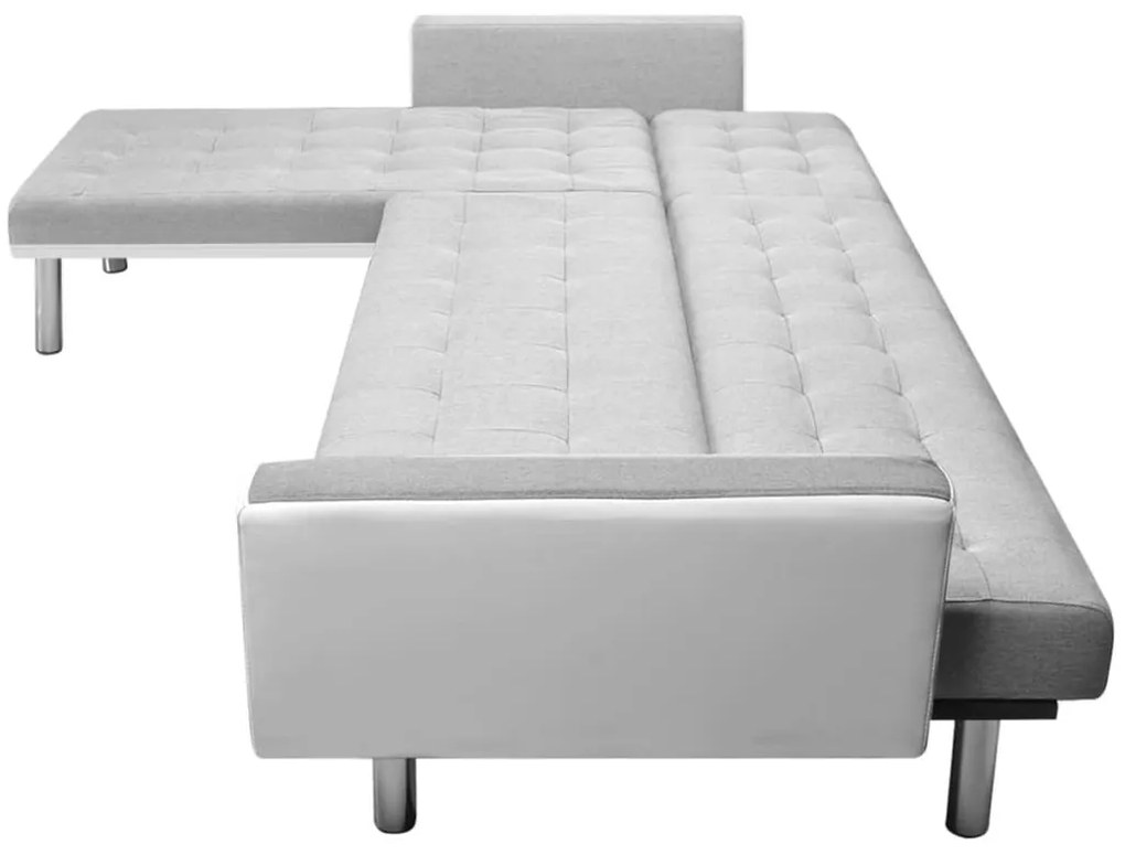 vidaXL Καναπές-Κρεβάτι Γωνιακός Λευκός/Γκρι 218x155x69 εκ. Υφασμάτινος