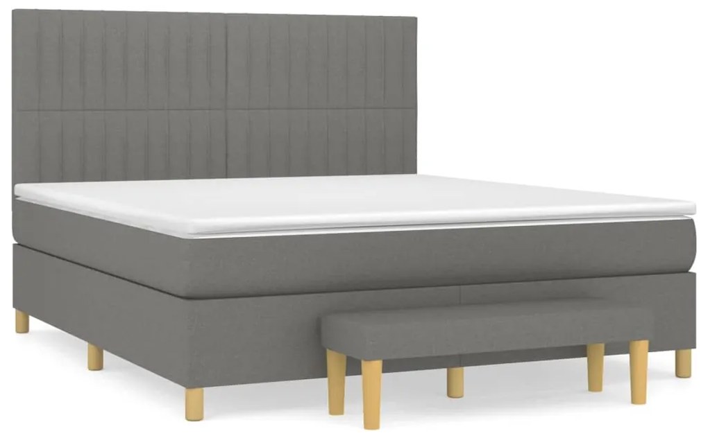 vidaXL Κρεβάτι Boxspring με Στρώμα Σκούρο Γκρι 160x200 εκ Υφασμάτινο