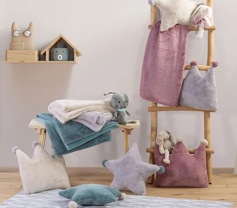 Βρεφική Κουβέρτα Αγκαλιάς Rabbit Fur Hug Dusty Aqua 80x110 - Nef-Nef Homeware