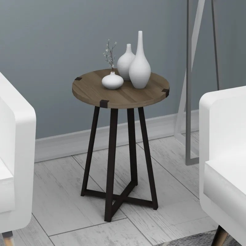 Τραπεζάκι βοηθητικό Pedro Megapap χρώμα καρυδί - ανθρακί 44x44x58εκ.