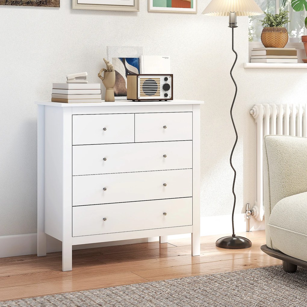 HOMCOM Συρταριέρα, Έπιπλο μπουφέ, αθόρυβο άνοιγμα/κλείσιμο, προστασία από ανατροπή, 79 x 39,5 x 80,5 cm, Λευκό