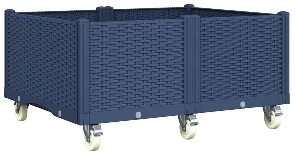 vidaXL Ζαρντινιέρα Κήπου με Ροδάκια Μπλε Γκρι 100x80x54εκ. Πολυπροπυλένιο