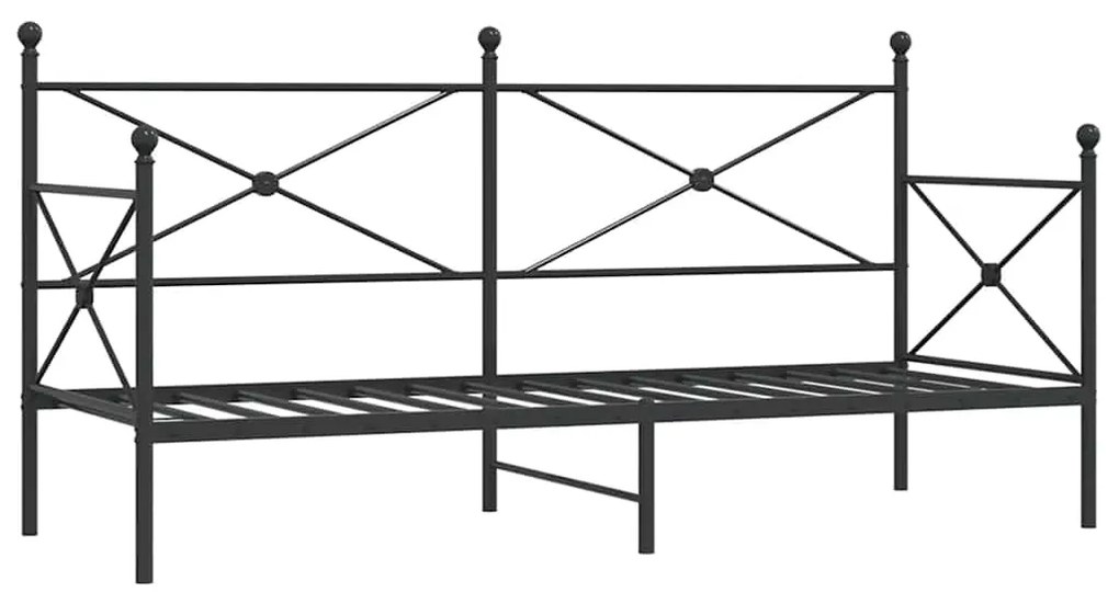 vidaXL Κρεβάτι ημέρας χωρίς στρώμα Μαύρο 90x190 cm Ατσάλι