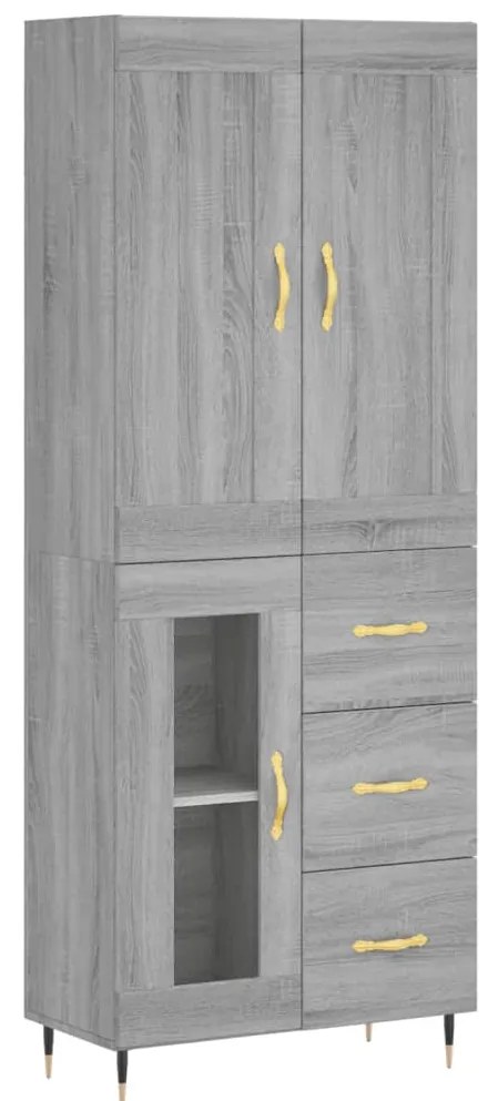 vidaXL Ντουλάπι Γκρι Sonoma 69,5 x 34 x 180 εκ. Επεξεργασμένο Ξύλο