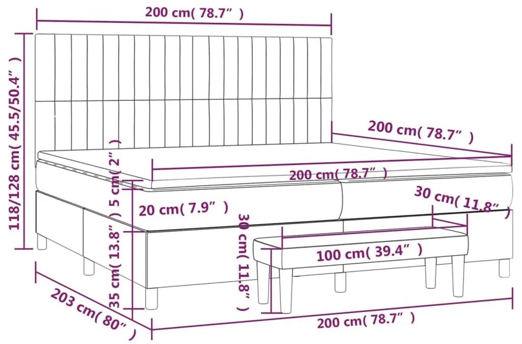 Κρεβάτι Boxspring με Στρώμα Μαύρο 200x200 εκ. Βελούδινο - Μαύρο