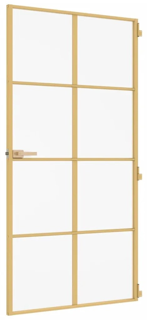 vidaXL Εσωτερική Πόρτα Χρυσή 102,5x201,5 εκ. Ψημένο Γυαλί & Αλουμίνιο