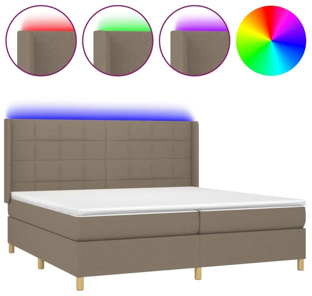 ΚΡΕΒΑΤΙ BOXSPRING ΜΕ ΣΤΡΩΜΑ &amp; LED TAUPE 200X200 ΕΚ. ΥΦΑΣΜΑΤΙΝΟ 3138905