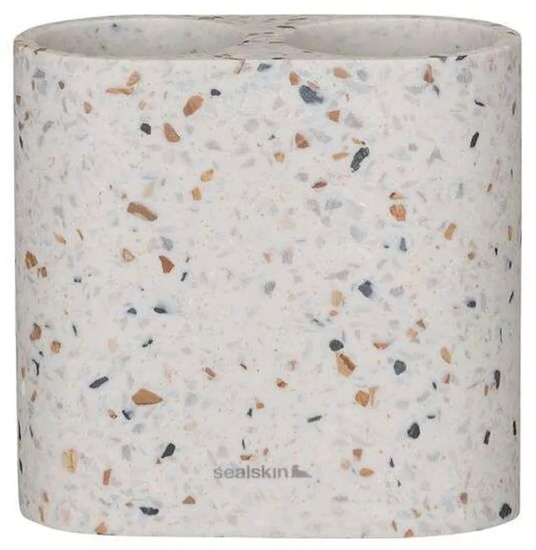 Ποτήρι Οδοντόβουρτσας Διπλό Blend 12x6,2x10,8cm Terrazo Sealskin Κεραμικό