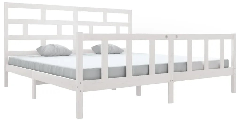 vidaXL Πλαίσιο Κρεβατιού Λευκό 180x200εκ. Μασίφ Ξύλο Πεύκου Super King