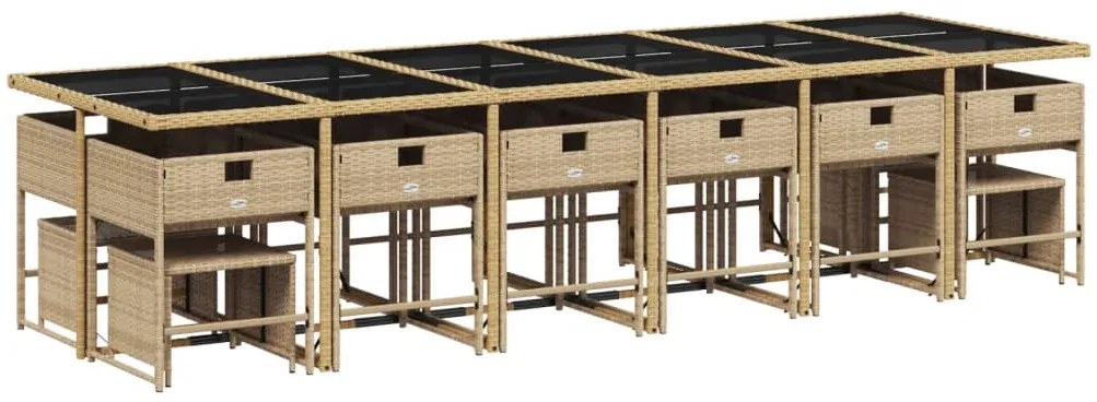 vidaXL Σετ Τραπεζαρίας Κήπου 17 τεμ Μικτό Μπεζ Συνθ. Ρατάν &amp; Μαξιλάρια