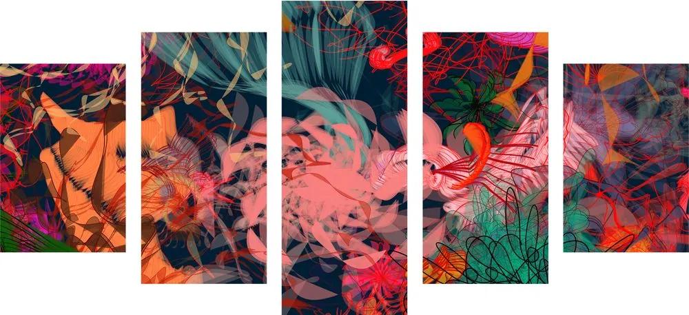 5 μέρη εικόνα αφηρημένα λουλούδια - 100x50
