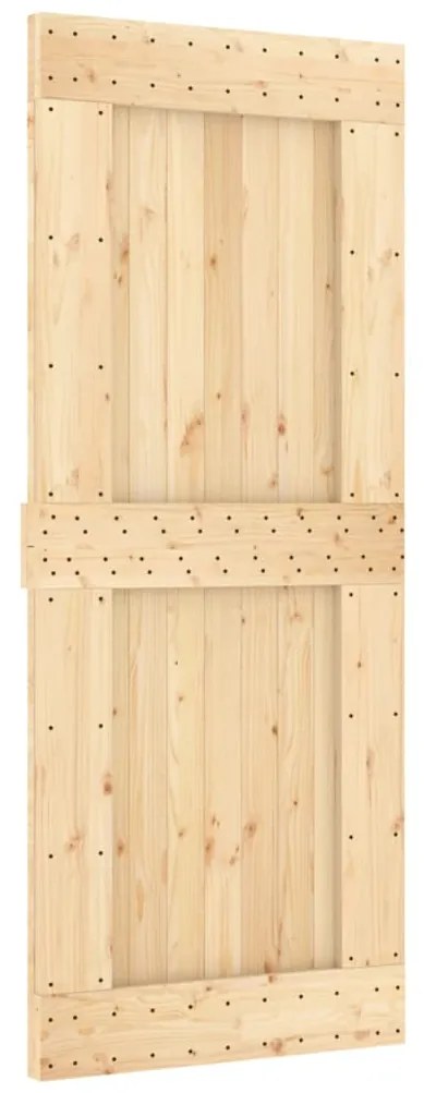 vidaXL Συρόμενη Μεσόπορτα με Μηχανισμό 85 x 210 εκ. Μασίφ Ξύλο Πεύκου