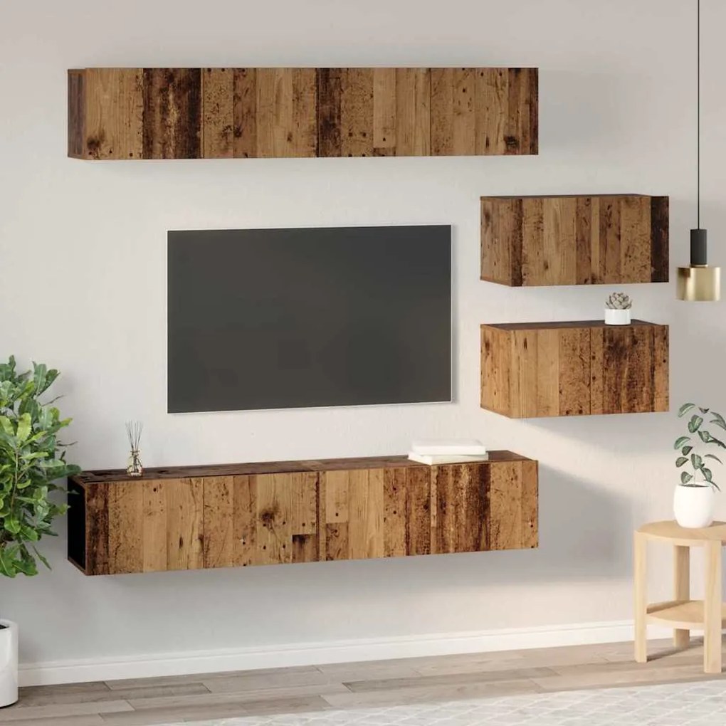 vidaXL Σετ επίπλου τηλεόρασης 6 pcs Παλαιό ξύλο Μέγεθος: Μεσαίο