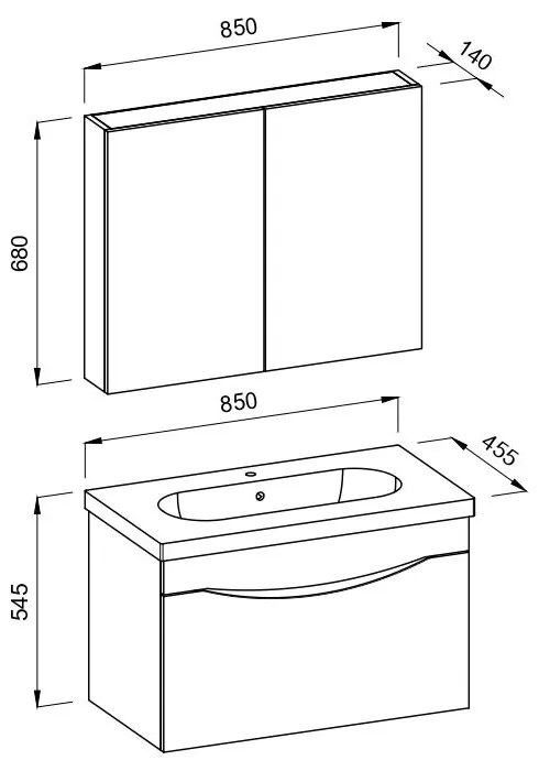 Πάγκος μπάνιου με Νιπτήρα SMILE 85 Λευκό - Barok 85x45.5x54.5 εκ. 85x45.5x54.5 εκ.