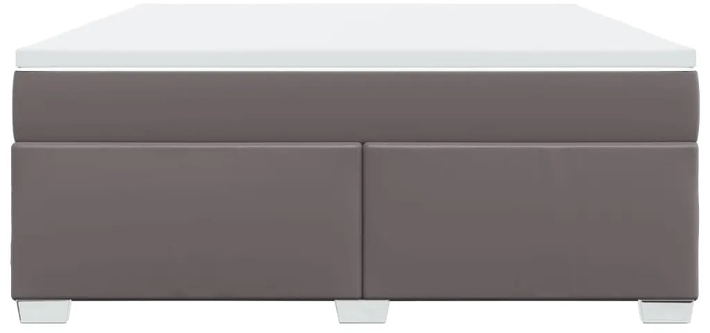 vidaXL Κρεβάτι Boxspring με Στρώμα Γκρι 180x200 εκ. Συνθετικό Δέρμα
