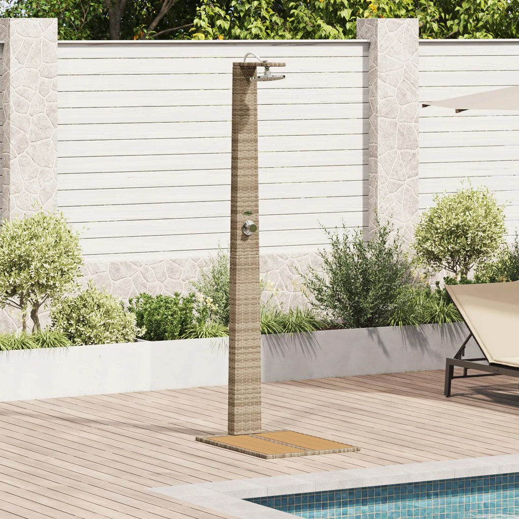 vidaXL Ντους Κήπου Μπεζ 60x80x214 εκ Πολυ Ράτταν