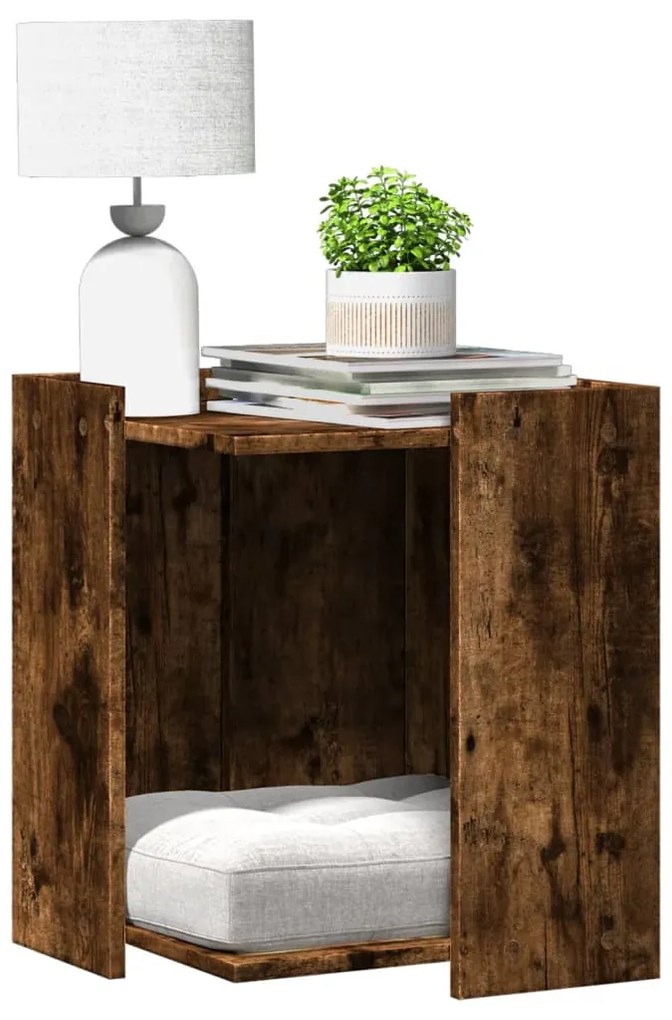 Τουαλέτα Γάτας Περίφραξη Καπνιστή Δρυς 42x42x51εκ Επεξ. Ξύλο