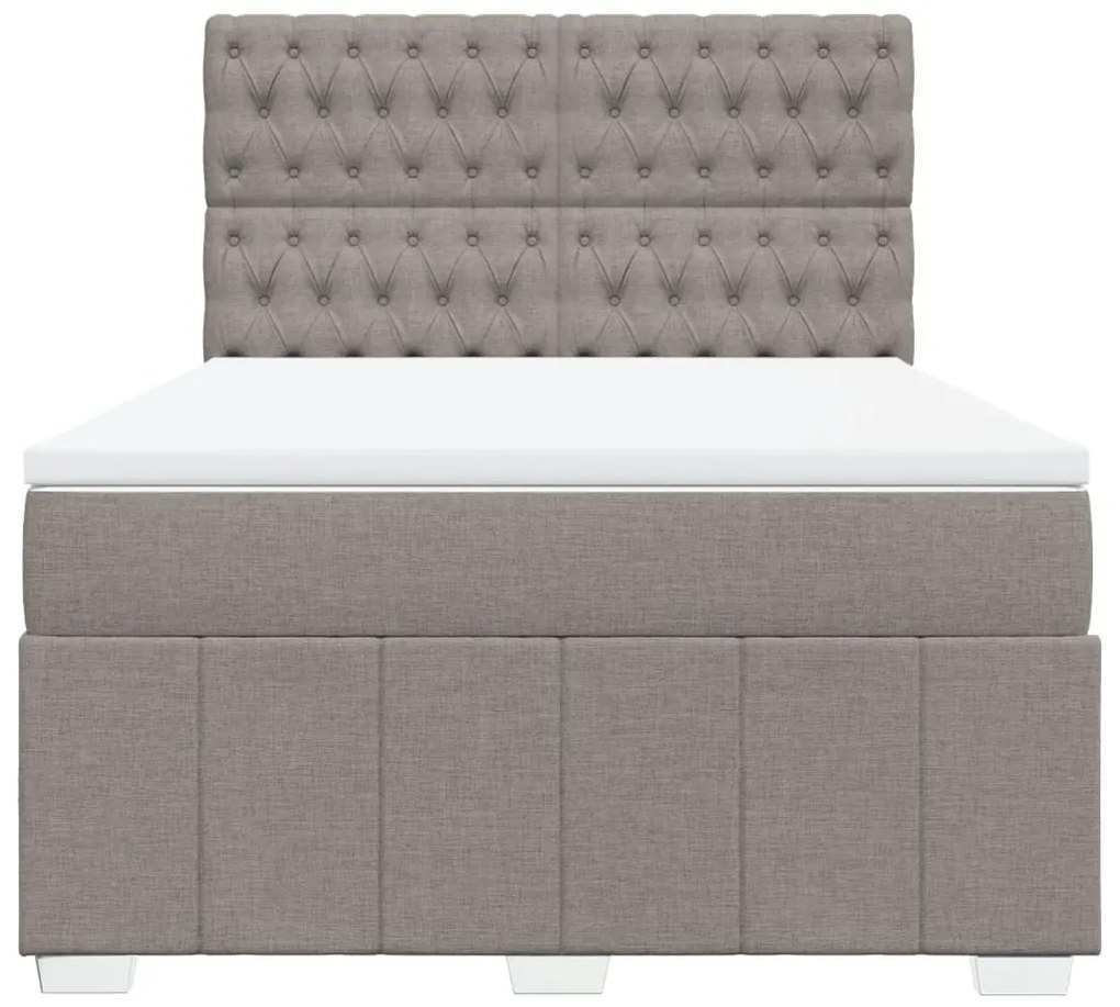 vidaXL Κρεβάτι Boxspring με Στρώμα Taupe 140x190 εκ. Υφασμάτινο