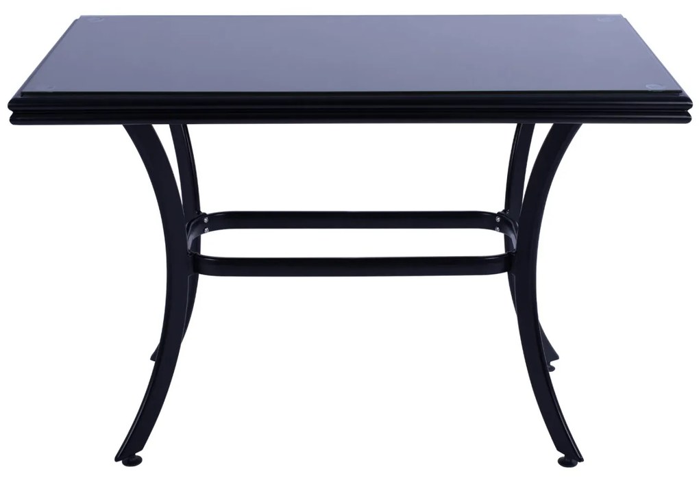 Τραπέζι JAXEN Αλουμινίου Μαύρο με Γυαλί Ασφαλείας και Textilene 120x70x78Υ εκ. 120x70x78 εκ.