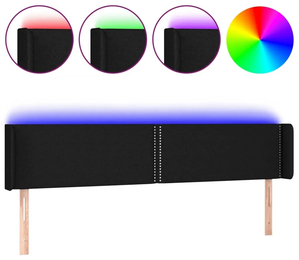 Κεφαλάρι Κρεβατιού LED Μαύρο 183x16x78/88 εκ. Υφασμάτινο 3123112