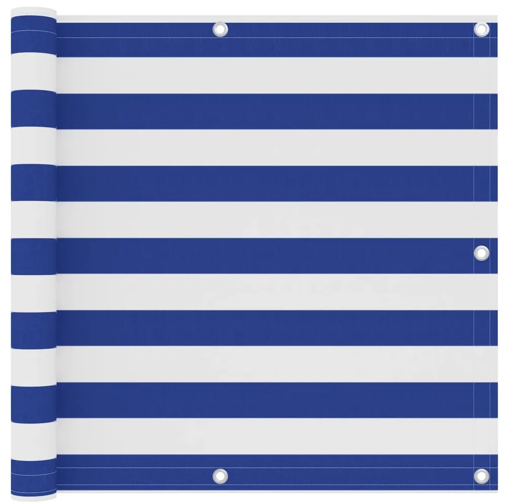 vidaXL Διαχωριστικό Βεράντας Λευκό/Μπλε 90 x 500 εκ. Ύφασμα Oxford