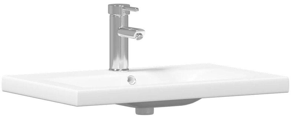 vidaXL Σετ Άλλο Καφέ, Λευκό 60 x 38.5 x 46 cm Στερεό ξύλο, Κεραμικό