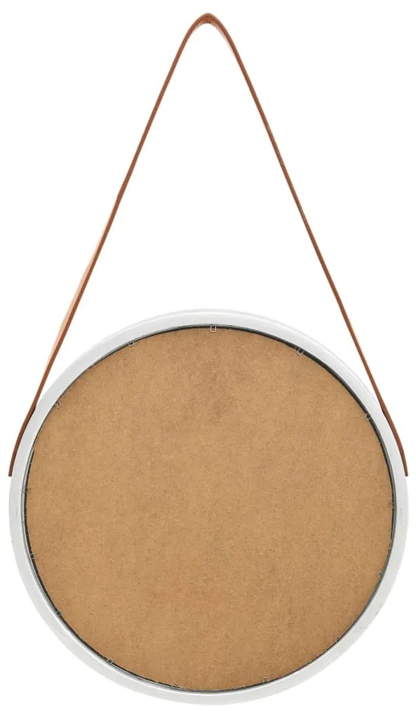 vidaXL Καθρέφτης Τοίχου με Λουρί Ασημί 40 εκ.