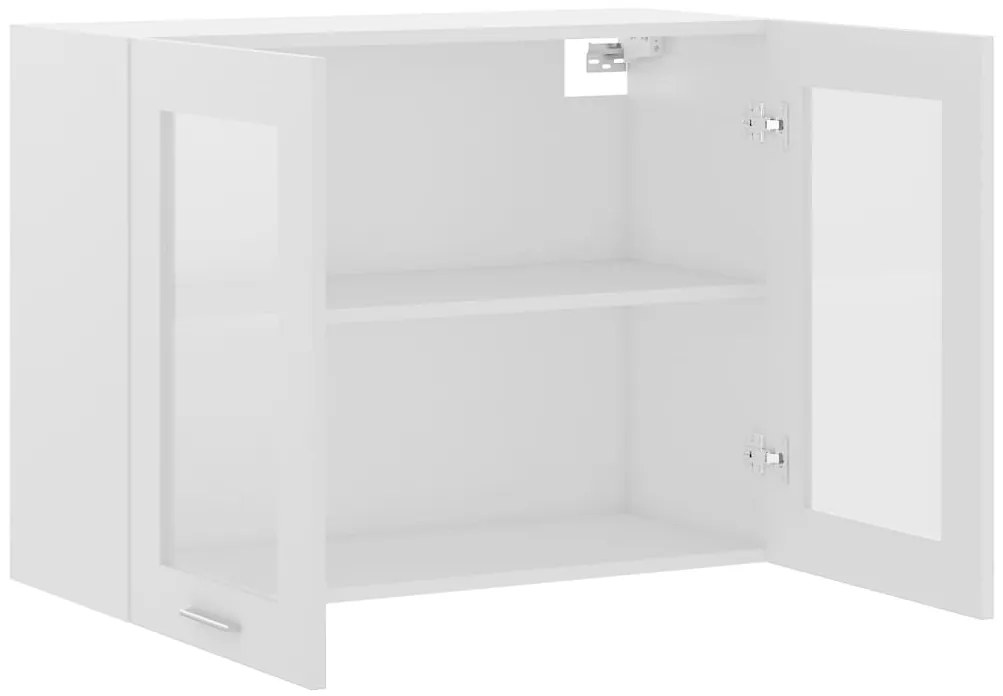 vidaXL Κρεμαστό Γυάλινο Ντουλάπι "Lyon" Λευκό 80x31x60 εκ. από Τεχνητό Ξύλο